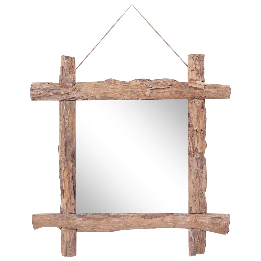 vidaXL Holzspiegel Natur 50x50 cm Recyceltes Teakholz