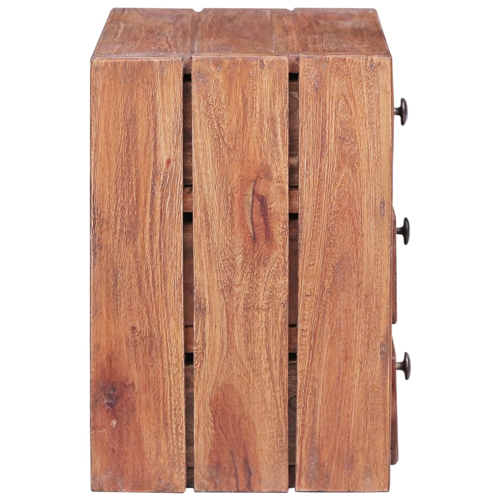 vidaXL Nachttisch mit 3 Schubladen 35x25x35 cm Altholz Massiv