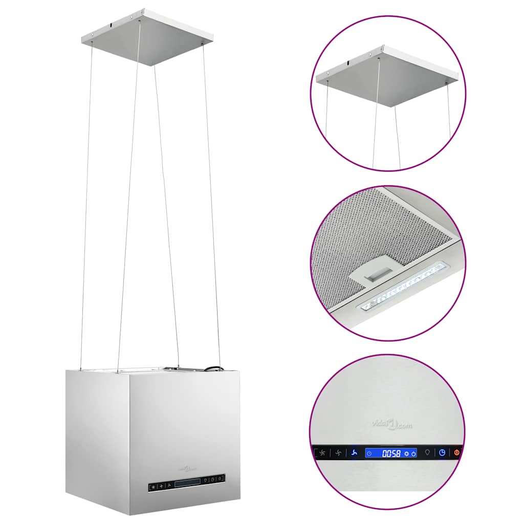 vidaXL Hängende Inselhaube Touch-Sensor LCD 37 cm Edelstahl