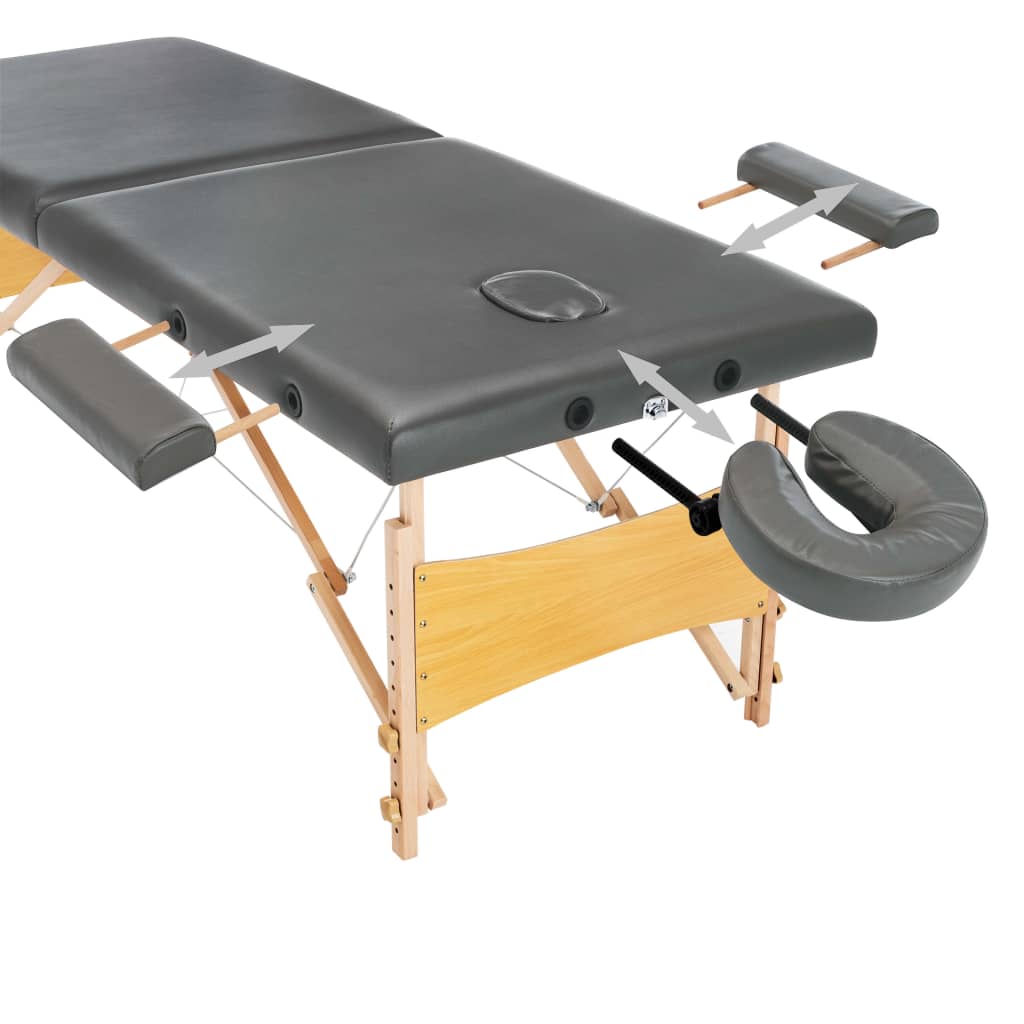 vidaXL Massagetisch mit 2 Zonen Holzrahmen Anthrazit 186×68 cm