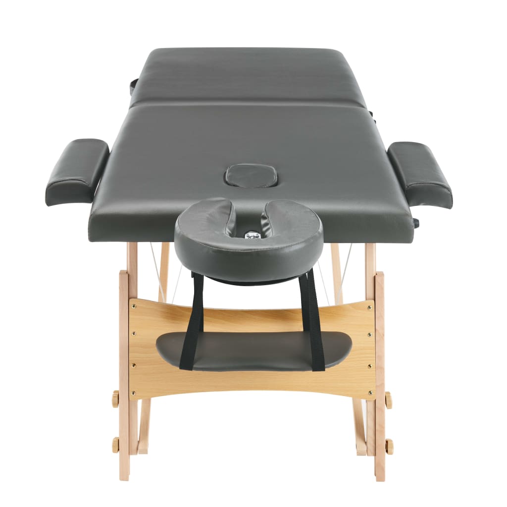 vidaXL Massagetisch mit 2 Zonen Holzrahmen Anthrazit 186×68 cm