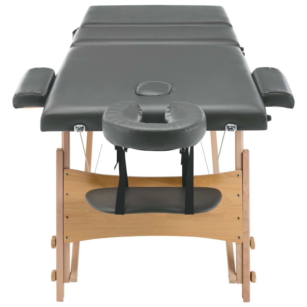 vidaXL Massageliege 3-Zonen Holzgestell Anthrazit 186x68 cm