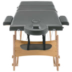 vidaXL Massageliege 3-Zonen Holzgestell Anthrazit 186x68 cm