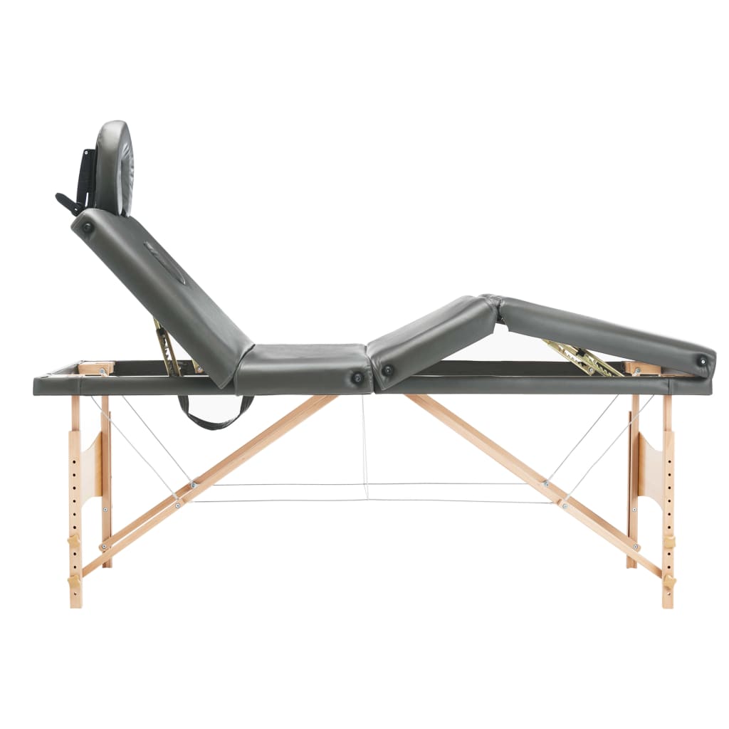 vidaXL Massageliege 4-Zonen Holzgestell Anthrazit 186x68 cm