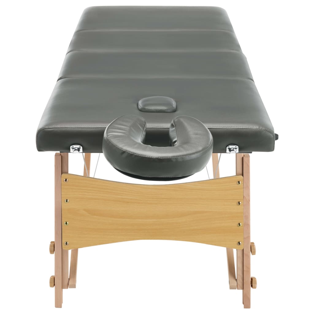 vidaXL Massageliege 4-Zonen Holzgestell Anthrazit 186x68 cm