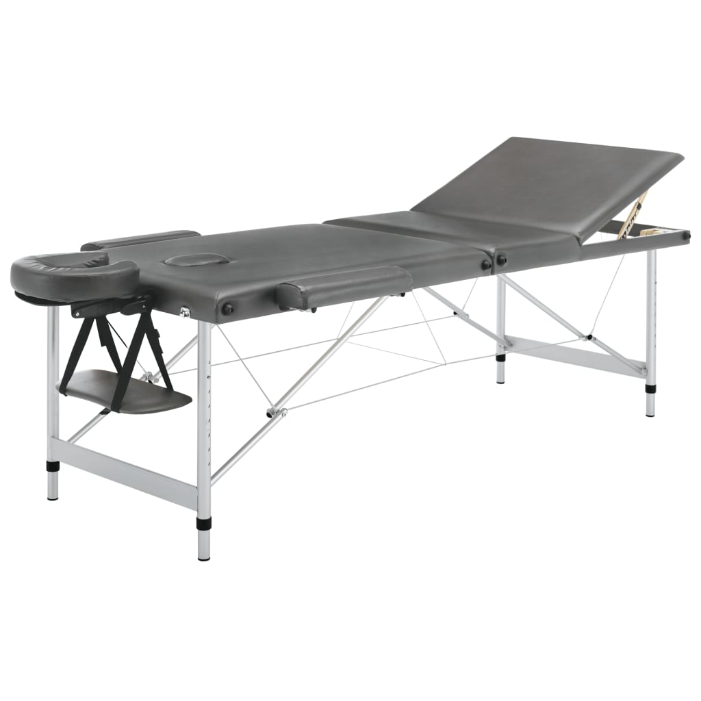 vidaXL Massagetisch mit 3 Zonen Aluminiumrahmen Anthrazit 186×68 cm