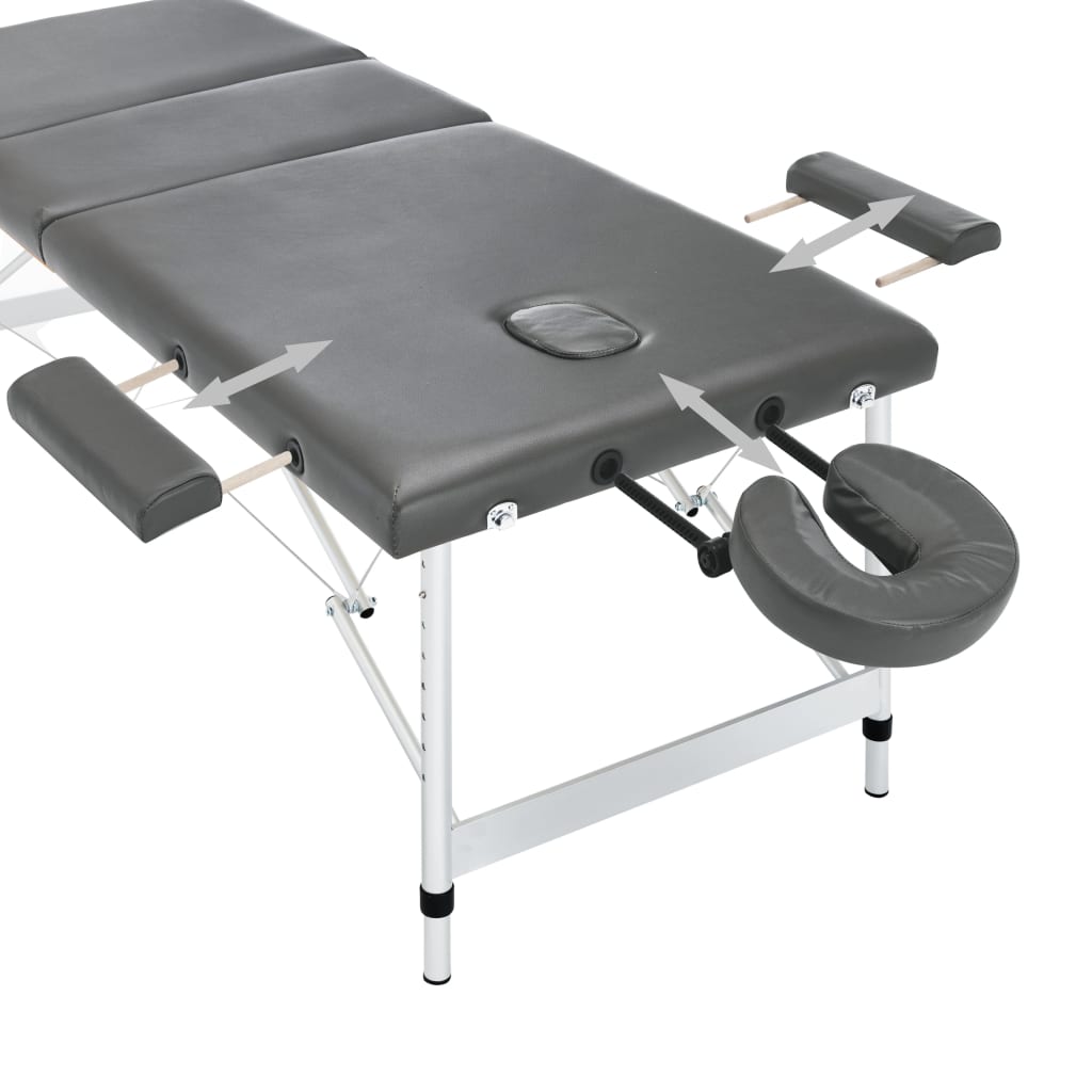 vidaXL Massagetisch mit 3 Zonen Aluminiumrahmen Anthrazit 186×68 cm