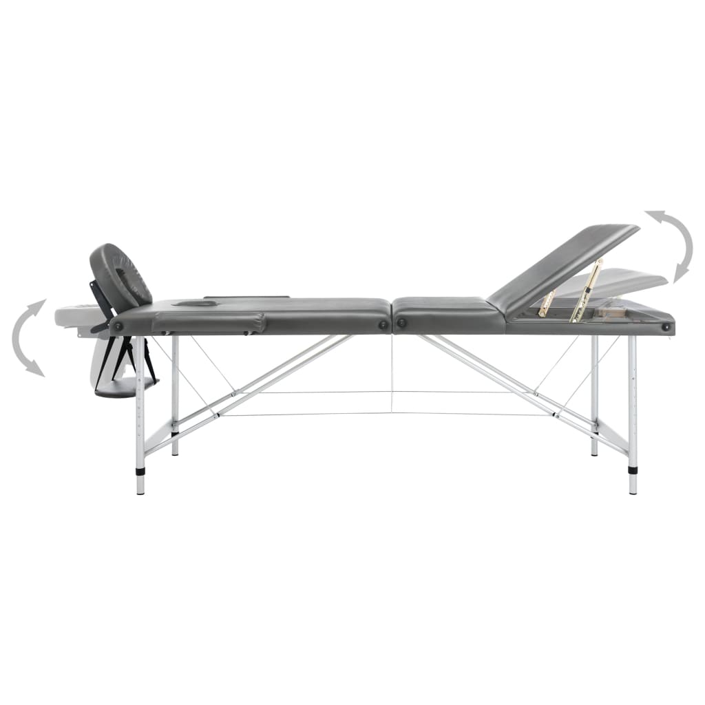 vidaXL Massagetisch mit 3 Zonen Aluminiumrahmen Anthrazit 186×68 cm