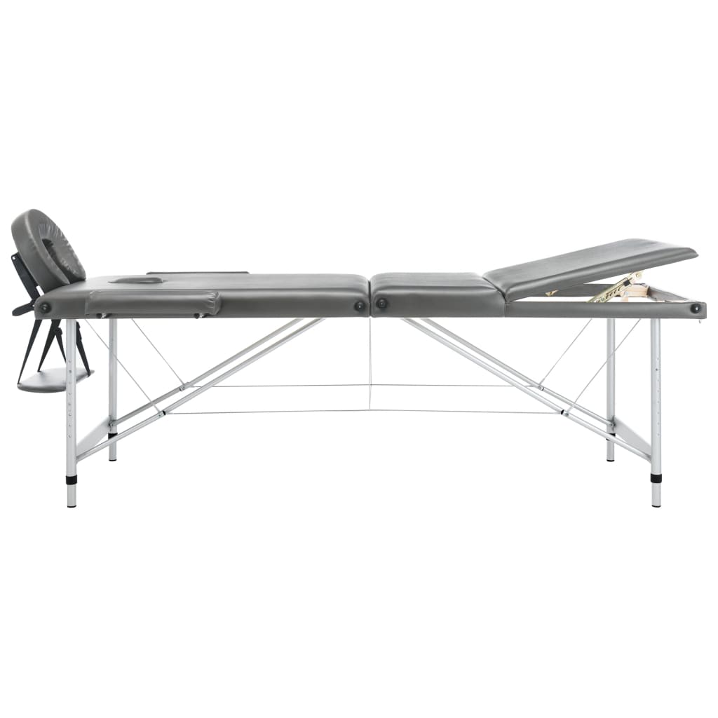 vidaXL Massagetisch mit 3 Zonen Aluminiumrahmen Anthrazit 186×68 cm