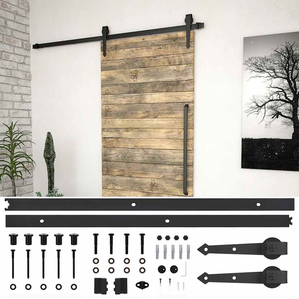 vidaXL Schiebetürbeschlag-Set SKIEN 200 cm Stahl Schwarz