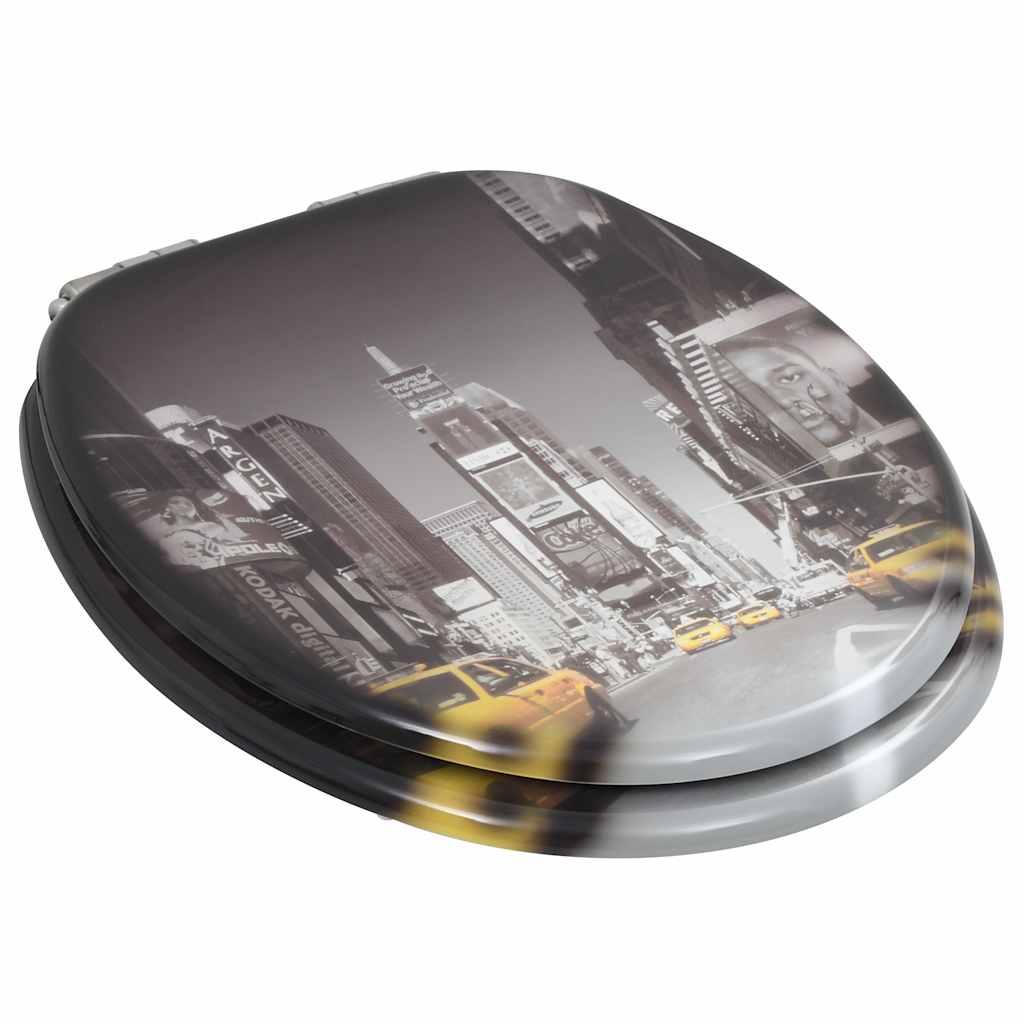 vidaXL Toilettensitze 2 Stk. mit Soft-Close-Deckel MDF New York-Design