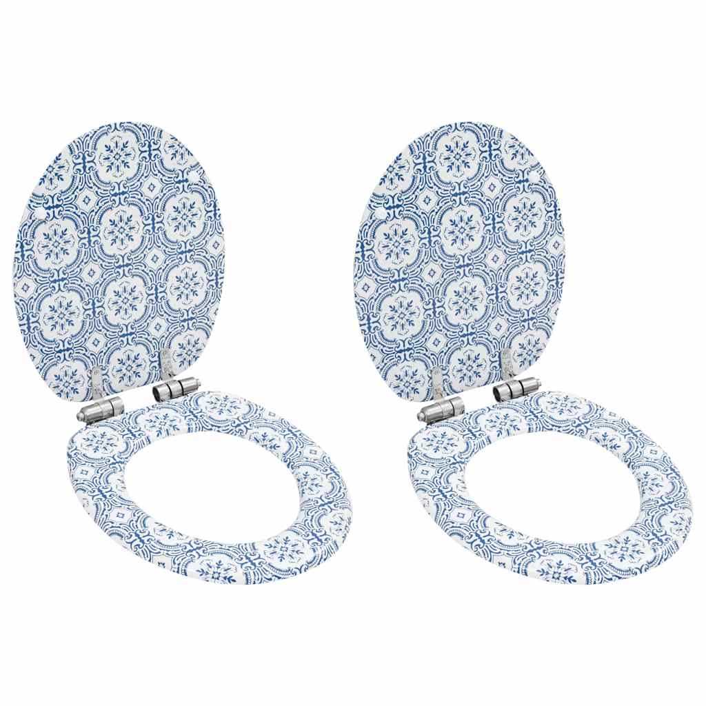 vidaXL Toilettensitze 2 Stk. Soft-Close-Deckel MDF Porzellan-Design
