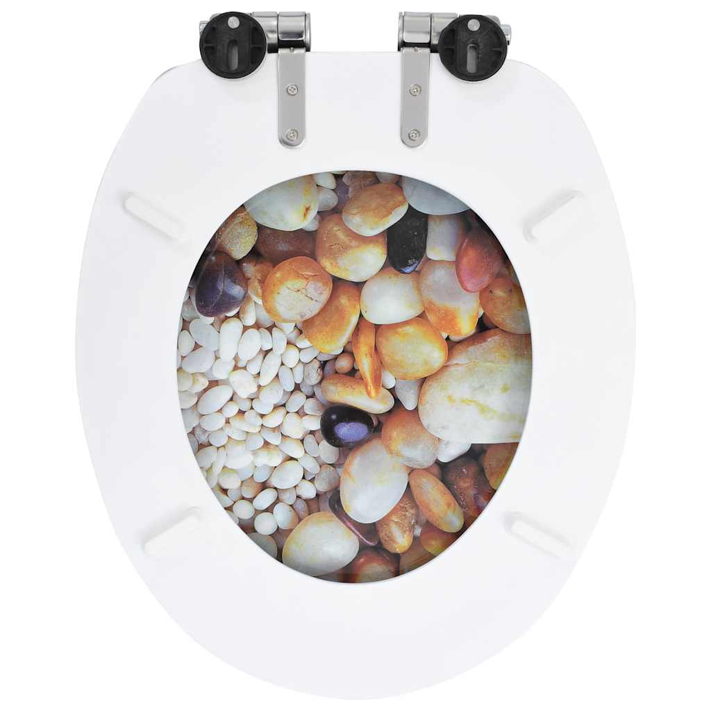vidaXL Toilettensitze 2 Stk. Soft-Close-Deckel MDF Kiesel-Design