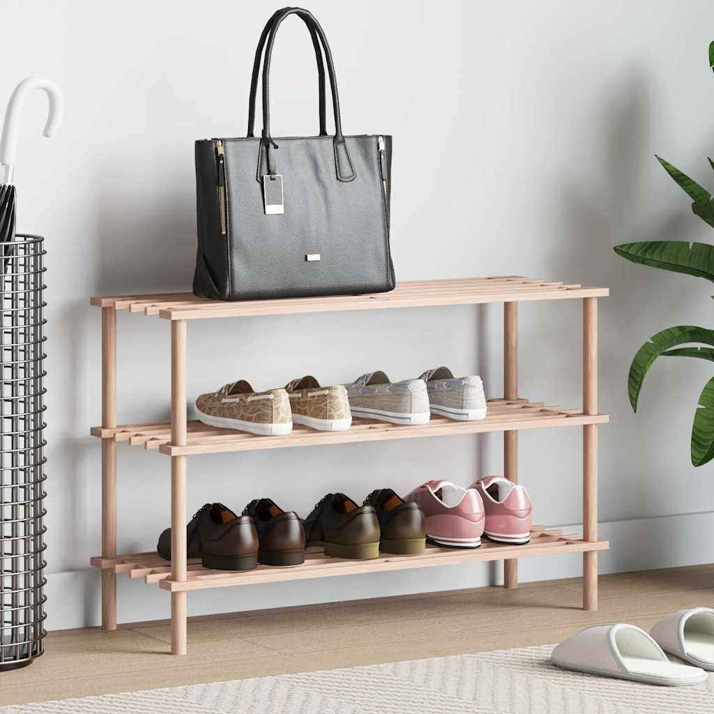 vidaXL Schuhregal mit 3 Böden Massivholz Tanne
