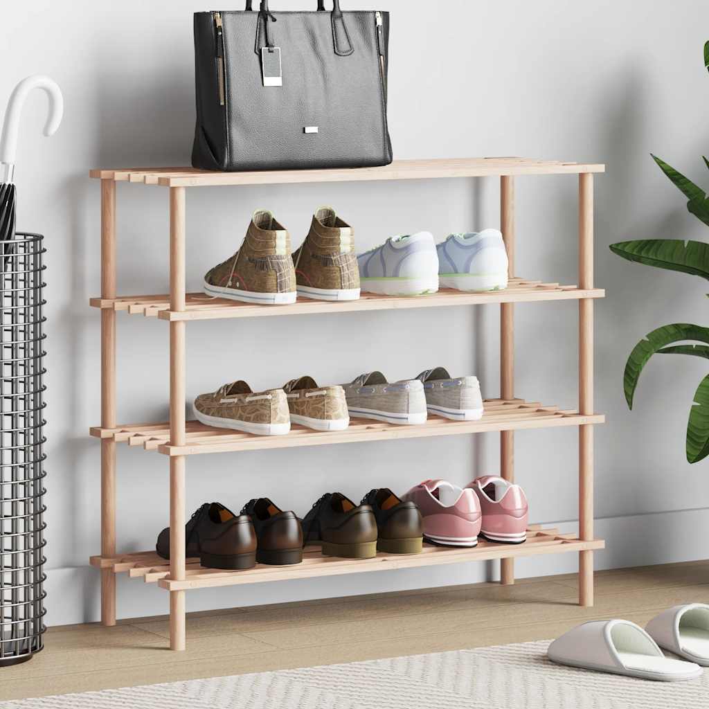 vidaXL Schuhregal mit 4 Böden Massivholz Tanne