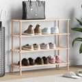 vidaXL Schuhregal mit 4 Böden Massivholz Tanne