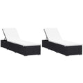 vidaXL Sonnenliegen mit Auflage 2 Stk. Poly Rattan Schwarz