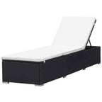 vidaXL Sonnenliegen mit Auflage 2 Stk. Poly Rattan Schwarz
