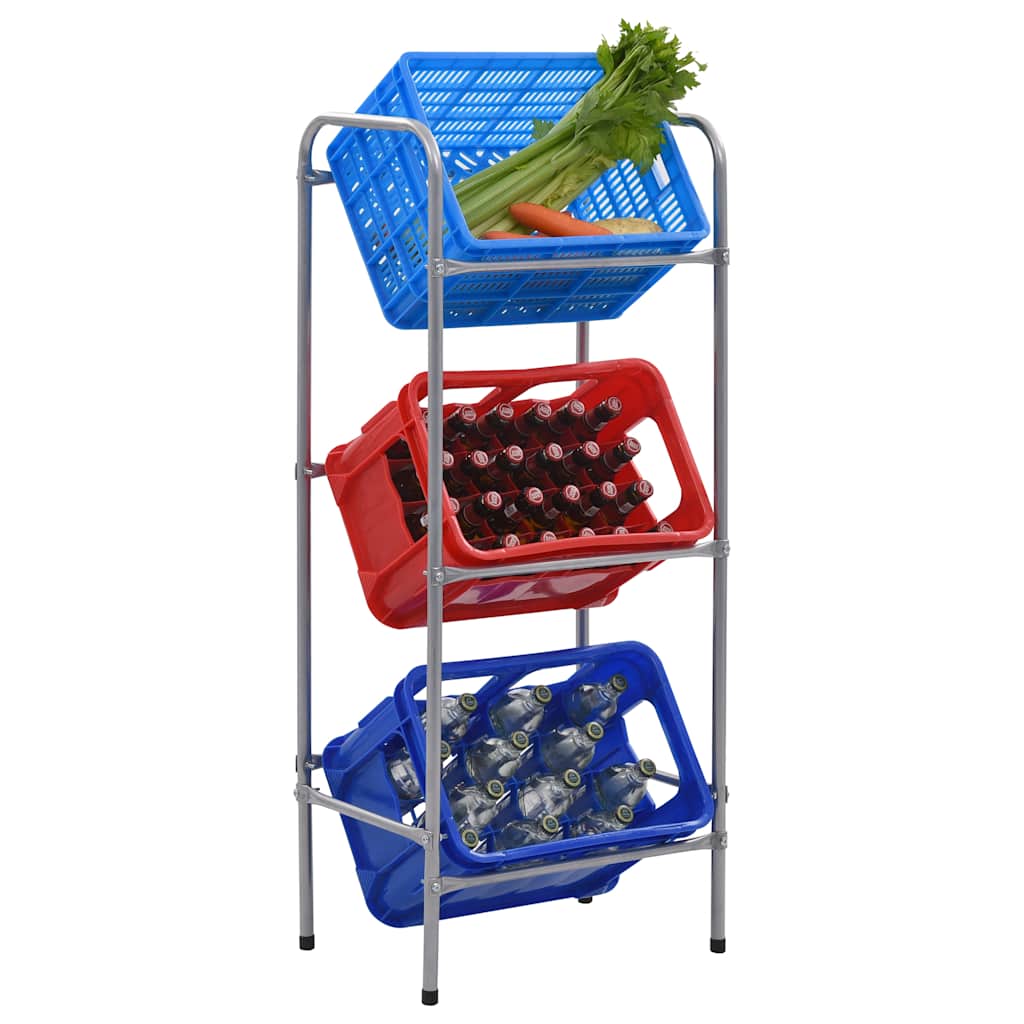 vidaXL Kistenregal für 3 Kisten Silbern 50x33x116 cm Stahl