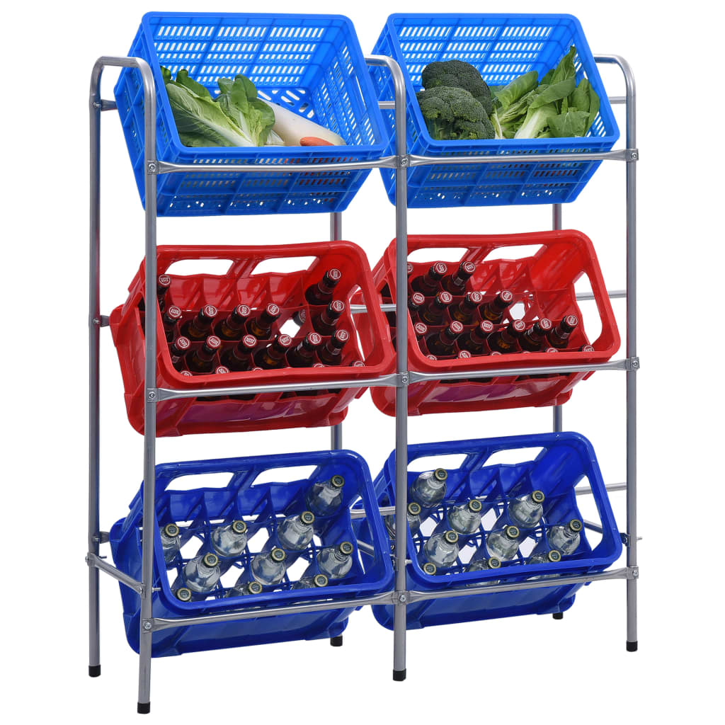 vidaXL Kistenregal für 6 Kisten Silbern 96x33x116 cm Stahl