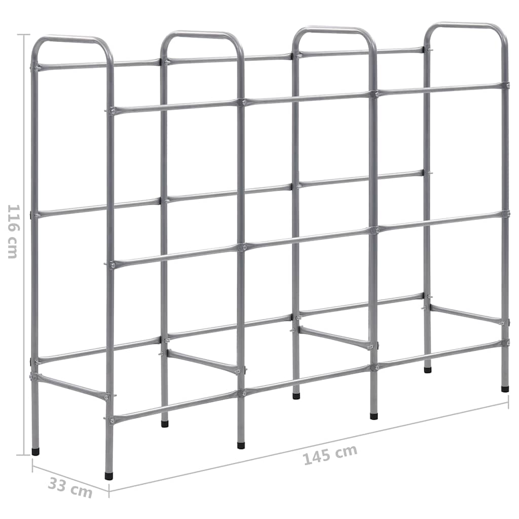 vidaXL Kistenregal für 9 Kisten Silbern 145x33x116 cm Stahl