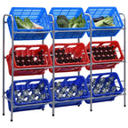 vidaXL Kistenregal für 9 Kisten Silbern 145x33x116 cm Stahl