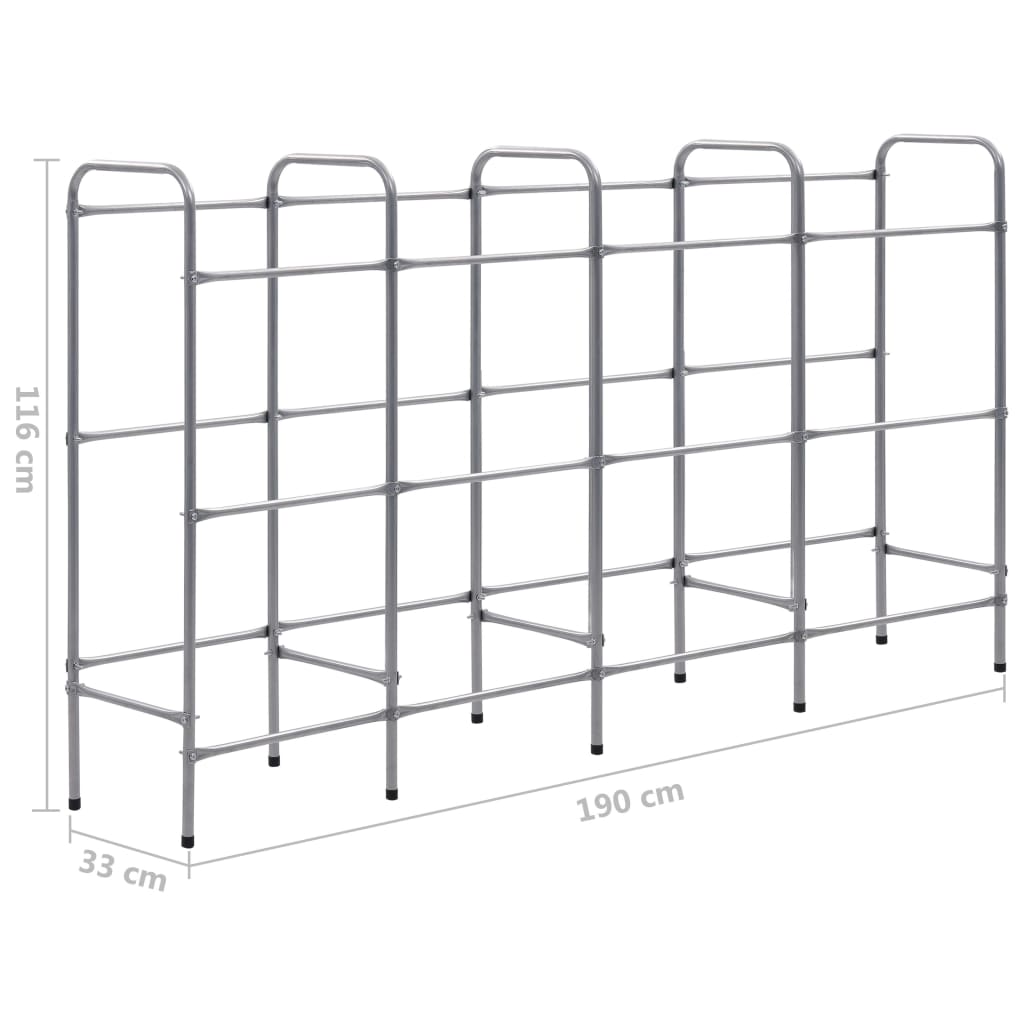 vidaXL Kistenregal für 12 Kisten Silbern 190x33x116 cm Stahl