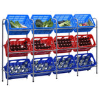 vidaXL Kistenregal für 12 Kisten Silbern 190x33x116 cm Stahl
