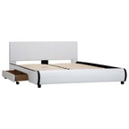 vidaXL Bettgestell mit Schubladen Weiß Kunstleder 140×200 cm