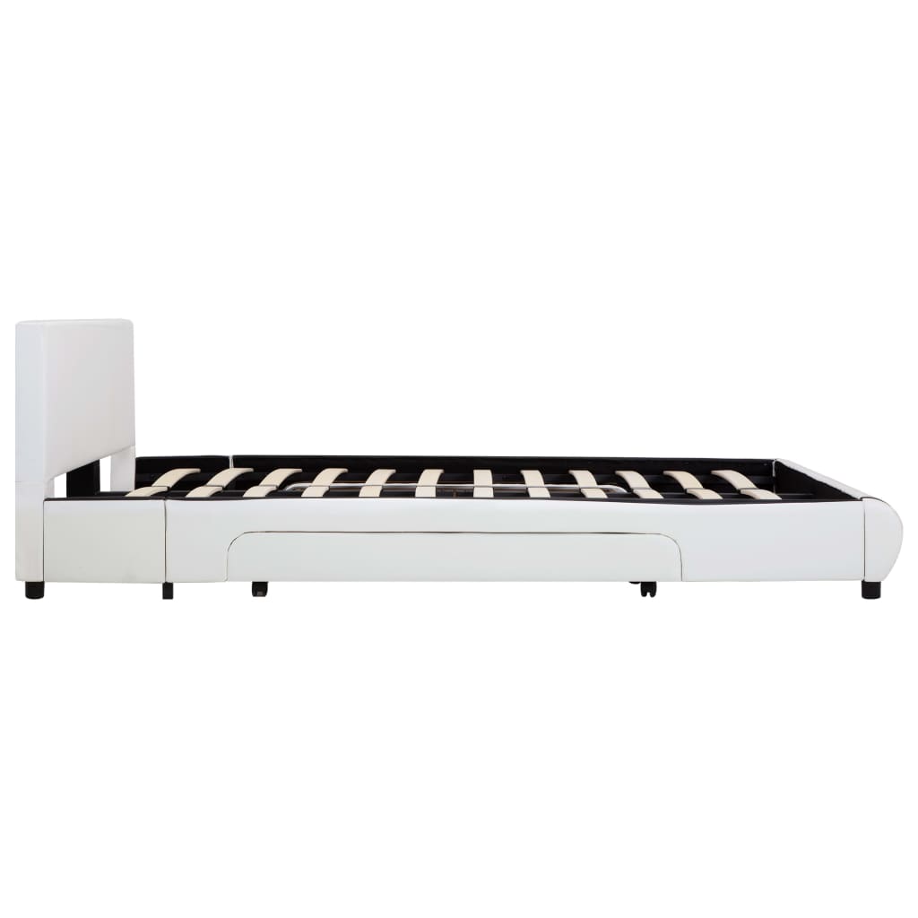 vidaXL Bettgestell mit Schubladen Weiß Kunstleder 140×200 cm
