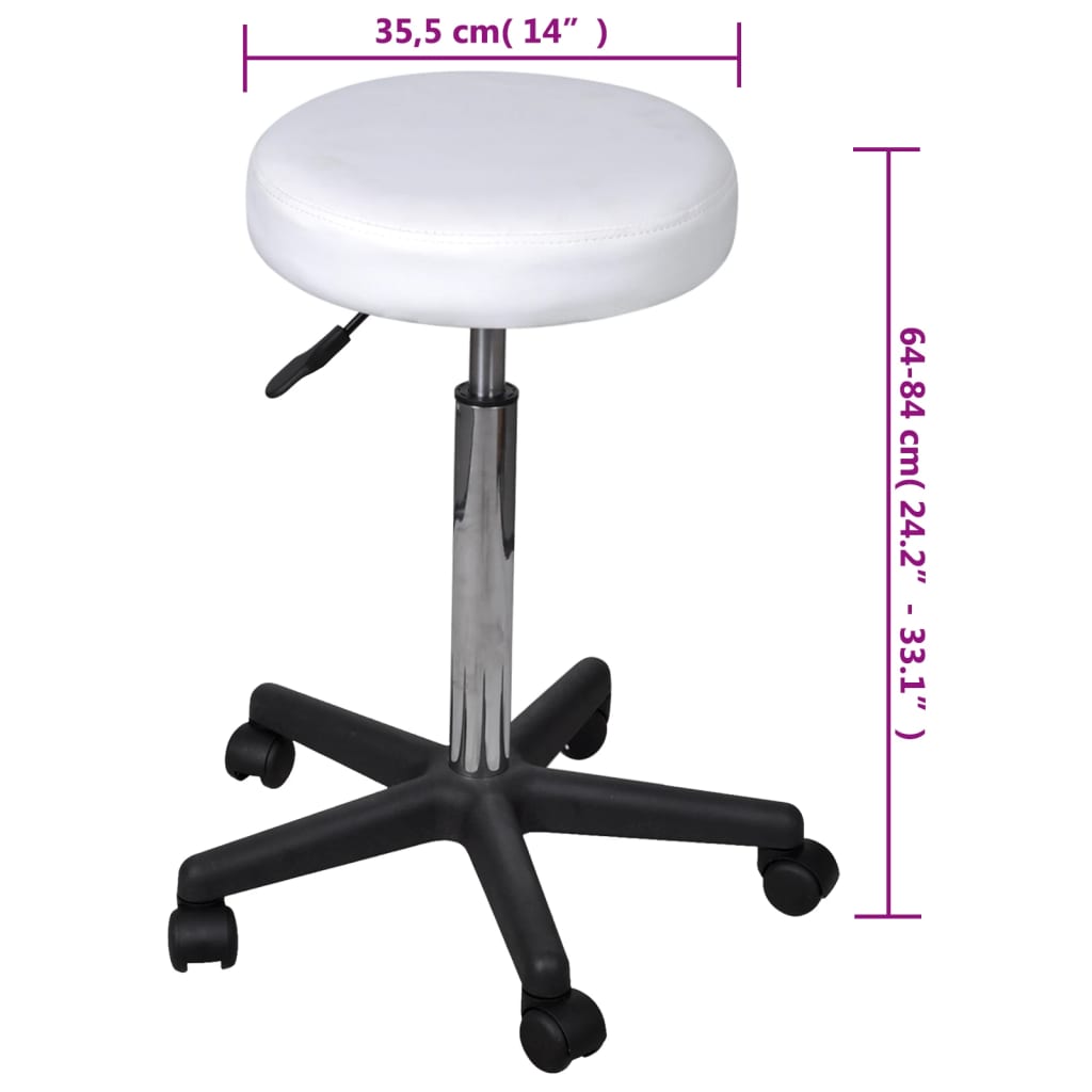 vidaXL Bürohocker 2 Stk. Weiß 35,5x84 cm Kunstleder