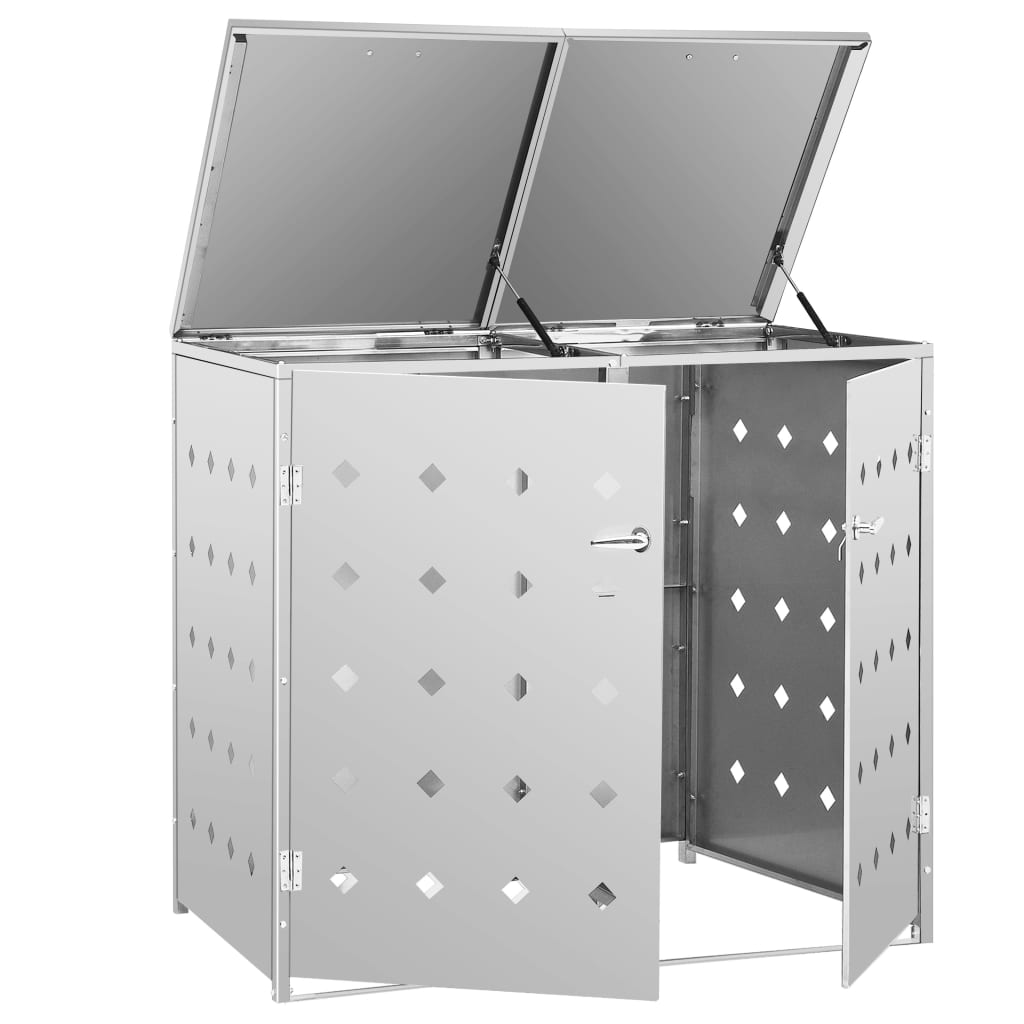 vidaXL Mülltonnenbox für 2 Tonnen 240 L Edelstahl