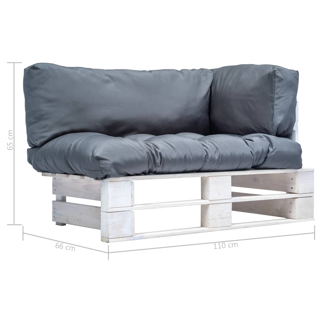 vidaXL Garten-Palettensofa mit Grauen Kissen Kiefernholz