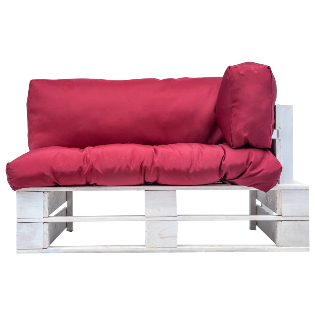 vidaXL Garten-Palettensofa mit Kissen in Rot Kiefernholz