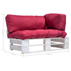 vidaXL Garten-Palettensofa mit Kissen in Rot Kiefernholz