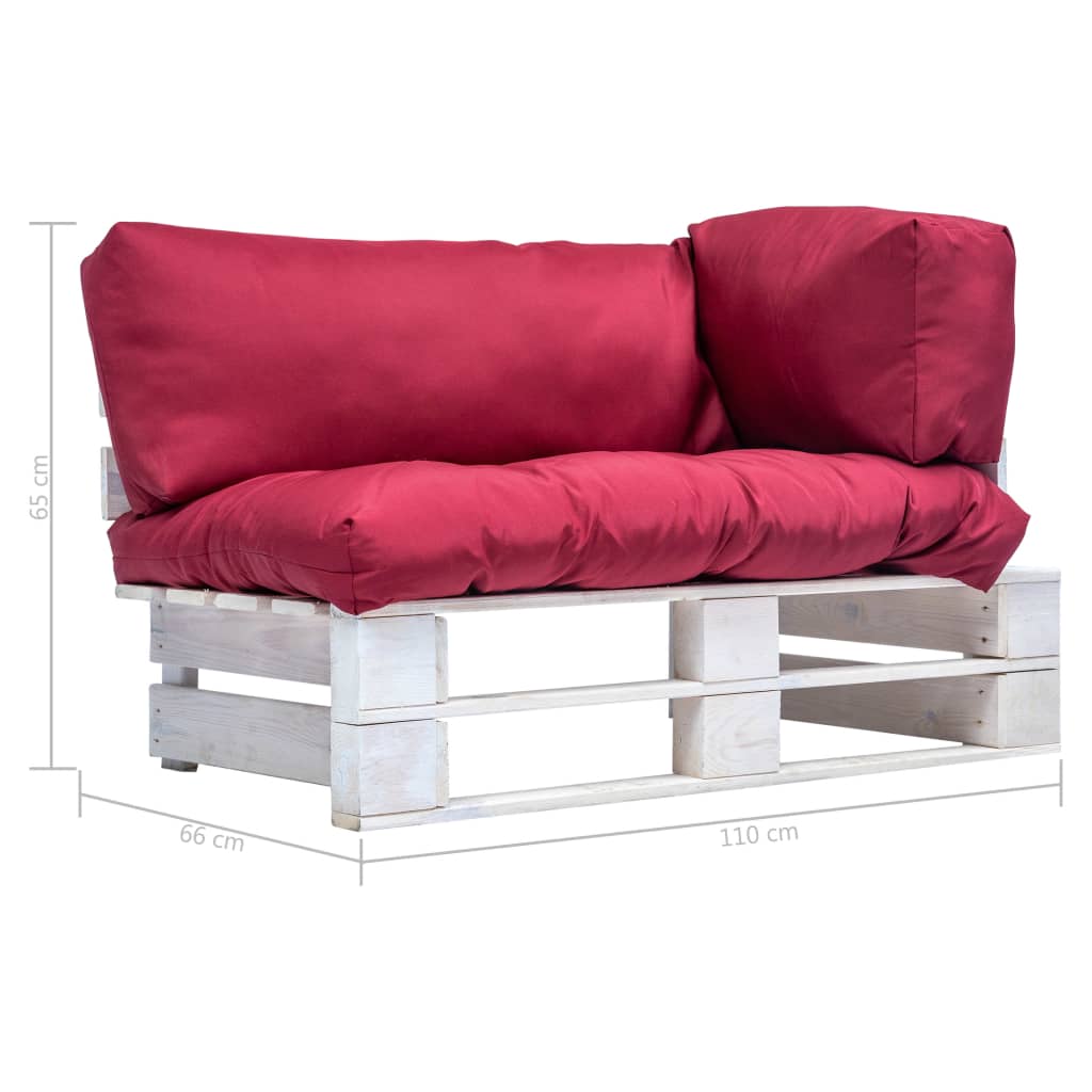 vidaXL Garten-Palettensofa mit Kissen in Rot Kiefernholz