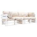 vidaXL 2-tlg. Garten-Palettensofa-Set Kissen in Sandfarben Kiefernholz