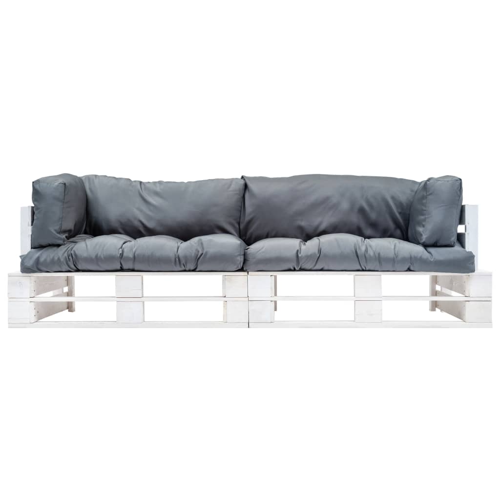 vidaXL 2-tlg. Garten-Palettensofa-Set Kissen in Sandfarben Kiefernholz