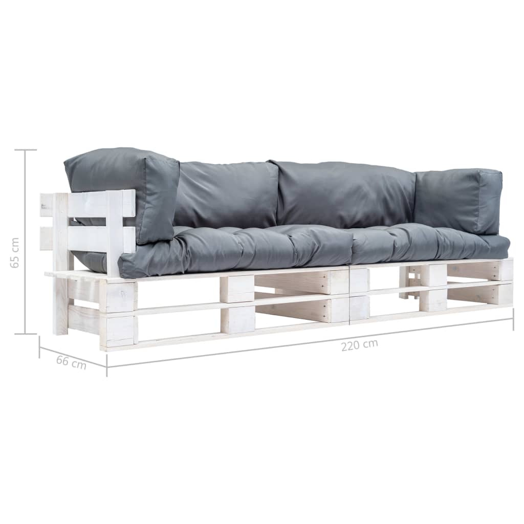 vidaXL 2-tlg. Garten-Palettensofa-Set Kissen in Sandfarben Kiefernholz