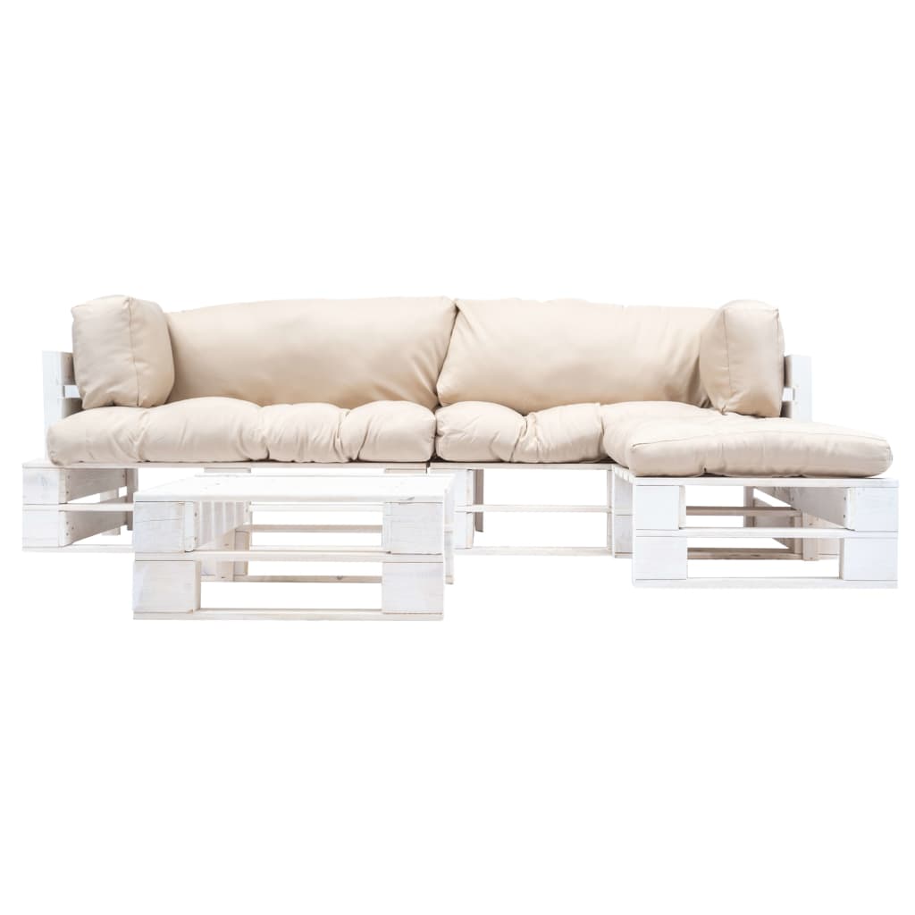 vidaXL 4-tlg. Paletten-Lounge-Set mit Kissen in Grau Holz