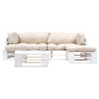 vidaXL 4-tlg. Paletten-Lounge-Set mit Kissen in Grau Holz