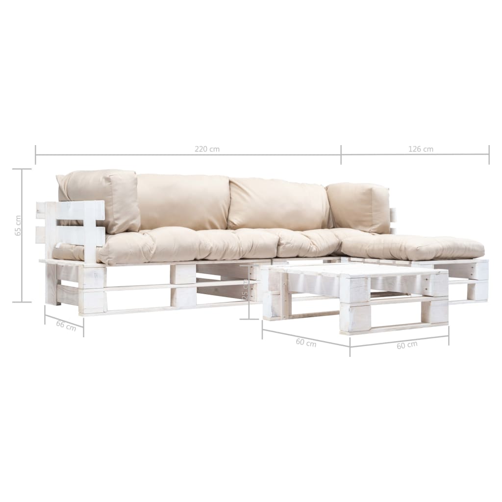 vidaXL 4-tlg. Paletten-Lounge-Set mit Kissen in Grau Holz