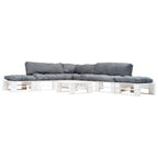 vidaXL 6-tlg. Paletten-Lounge-Set mit Kissen in Grau Holz