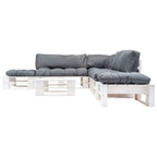 vidaXL 6-tlg. Paletten-Lounge-Set mit Kissen in Grau Holz