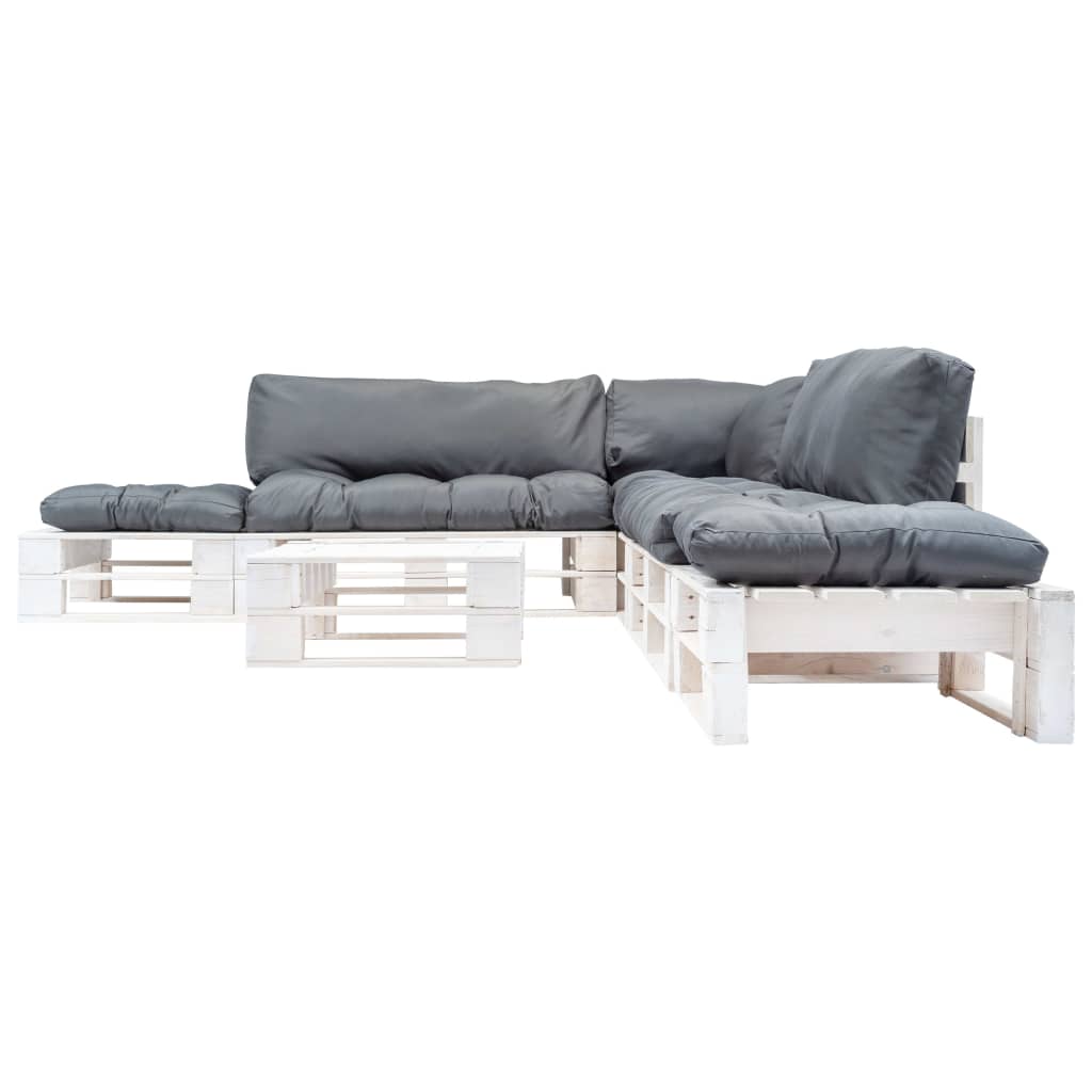 vidaXL 6-tlg. Paletten-Lounge-Set mit Kissen in Grau Holz