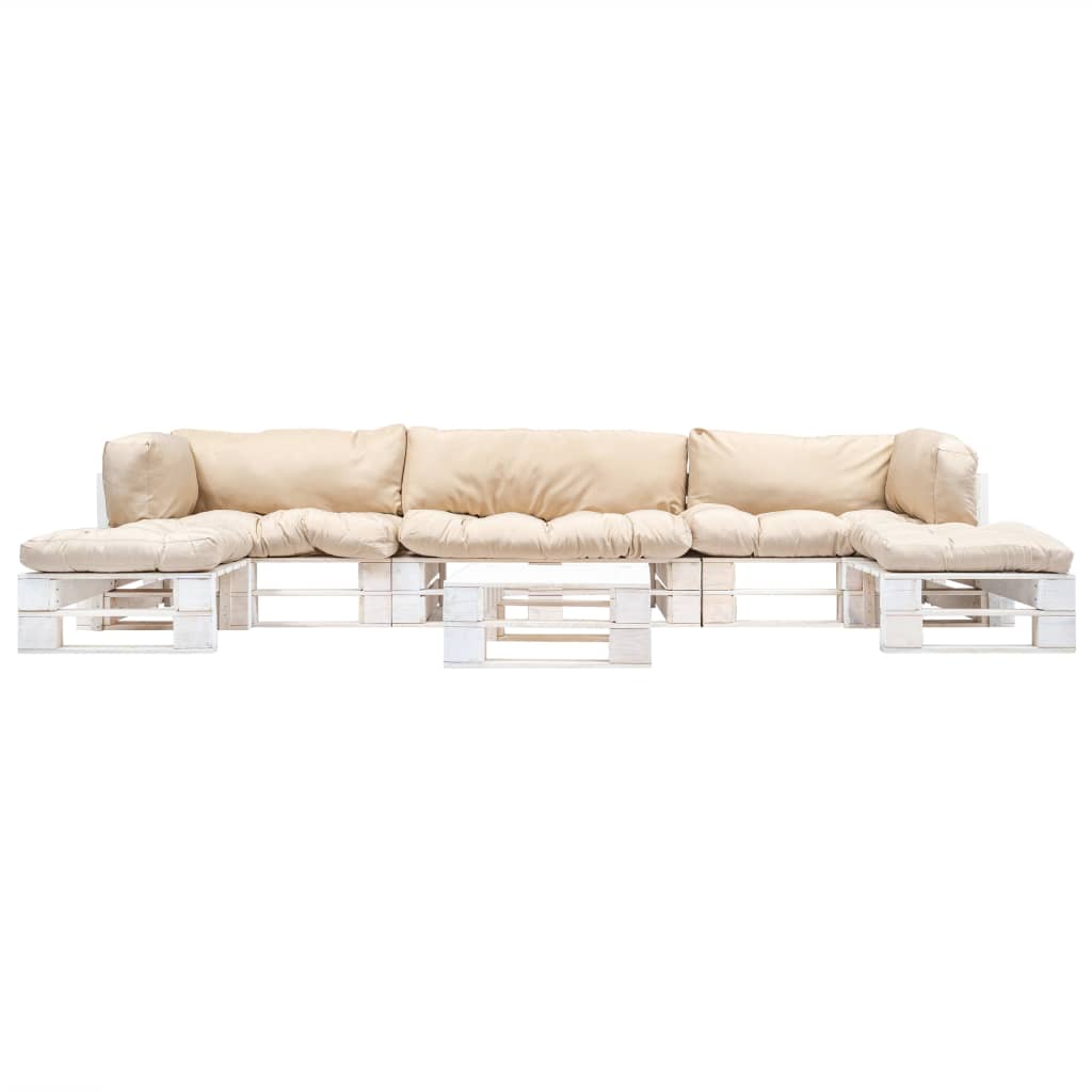vidaXL 6-tlg. Paletten-Lounge-Set mit Kissen in Grau Holz