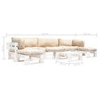 vidaXL 6-tlg. Paletten-Lounge-Set mit Kissen in Grau Holz