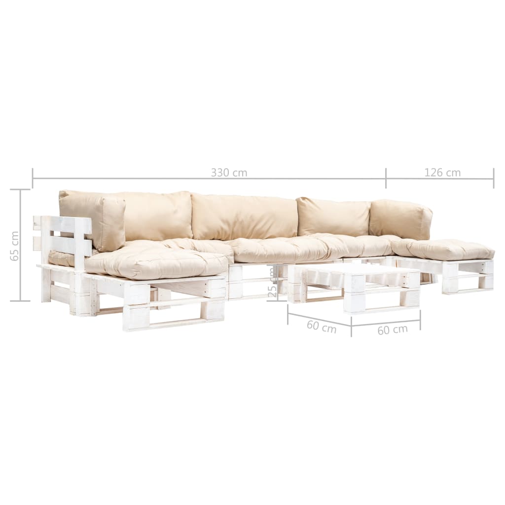 vidaXL 6-tlg. Paletten-Lounge-Set mit Kissen in Grau Holz