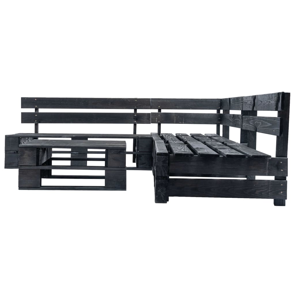 vidaXL 4-tlg. Garten-Lounge-Set aus Paletten Schwarz Holz