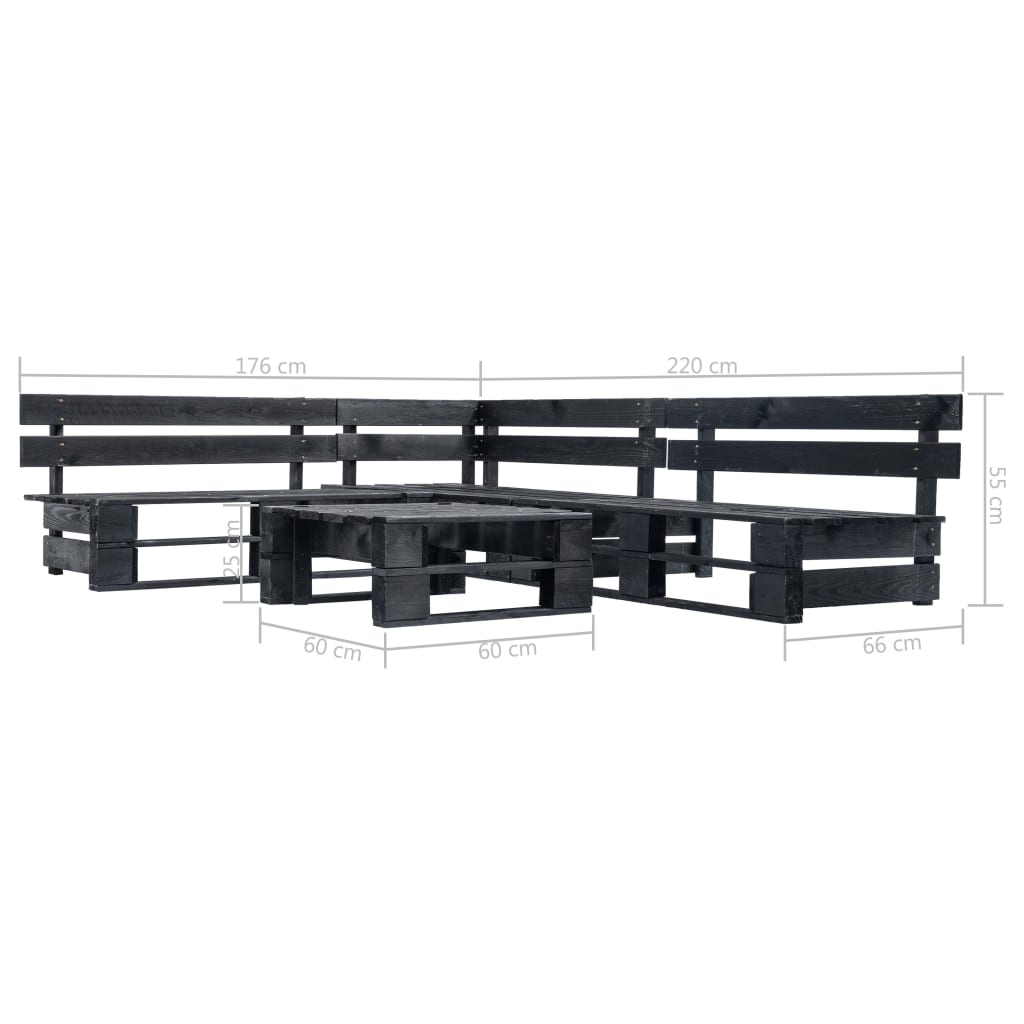vidaXL 4-tlg. Garten-Lounge-Set aus Paletten Schwarz Holz